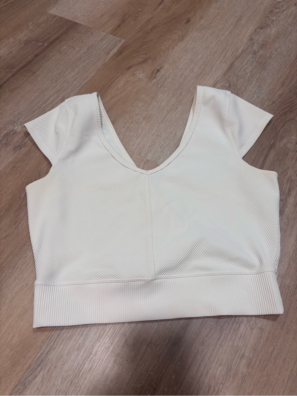 Lululemon Women's Cream Ribbed V-Neck Crop Top 6